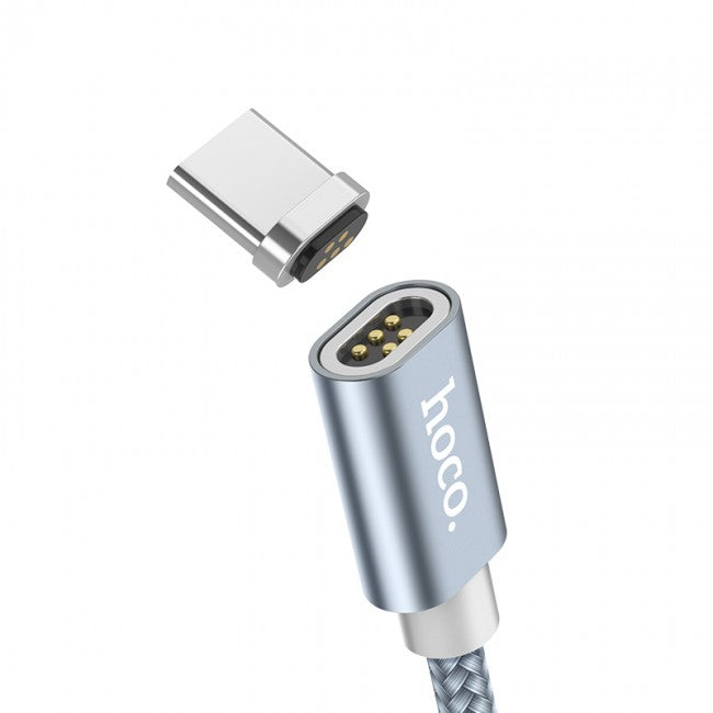 Магнітний кабель Hoco U40A magnetic adsorption charged Type-C 1m Metal Gray