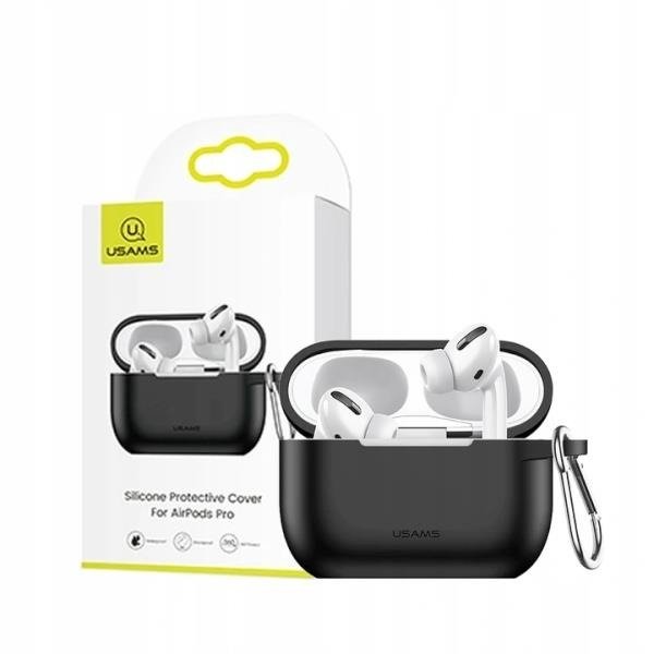 Чохол для Apple Airpods Pro з карабіном Usams US-BH568 Silicone Protective Cover Black