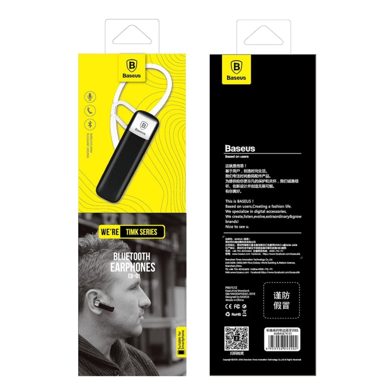 Bluetooth гарнитура Baseus Timk Series (AUBASETK-01) White