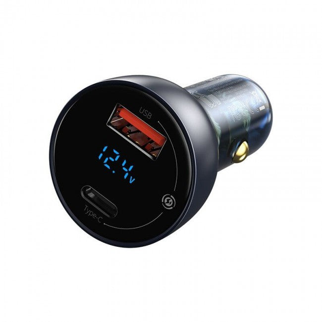 Зарядний пристрій в авто зі швидкою зарядкою Baseus Particular Digital Display QC+PPS Dual Quick Charger 65W Dark Gray