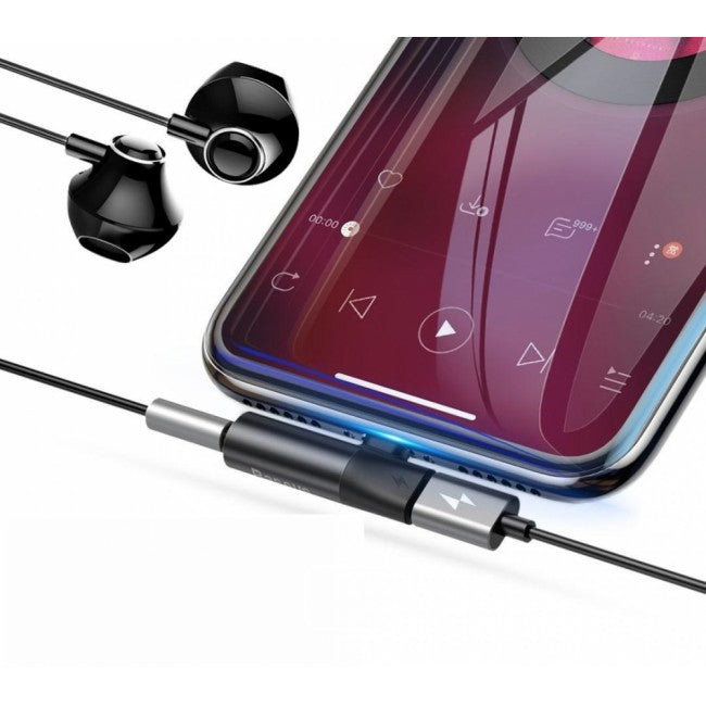 Перехідник Baseus L43 Lightning to Lightning+3.5mm digital audio converter Чорний