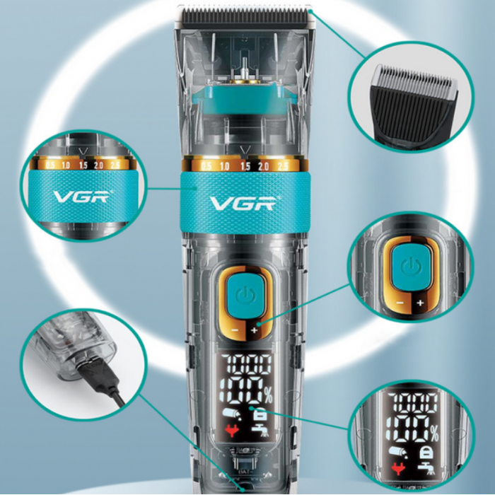 Машинка для стрижки VGR V-695 акумуляторна + 6 насадок USB