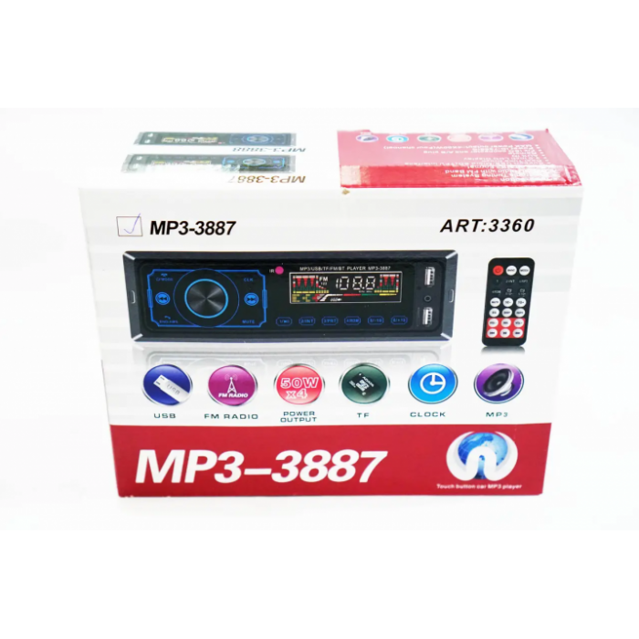 Автомагнітола MP3-3887 1DIN Bluetooth USB SD 4×50W