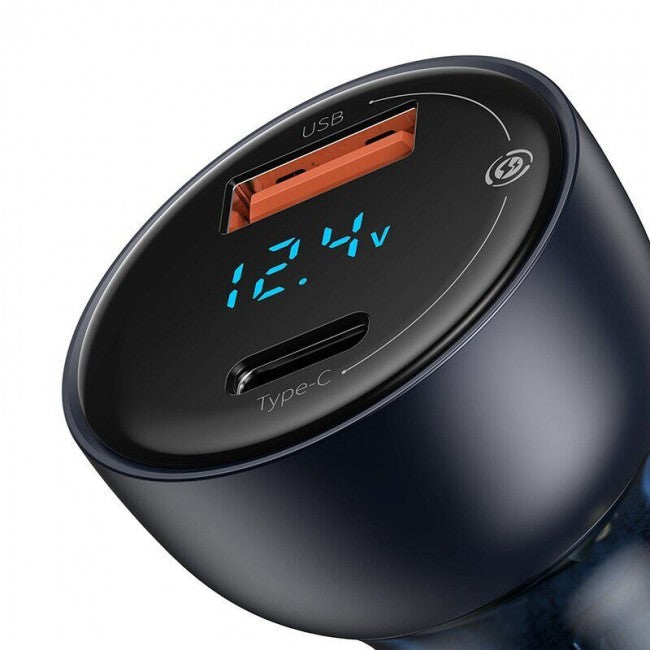 Зарядний пристрій в авто зі швидкою зарядкою Baseus Particular Digital Display QC+PPS Dual Quick Charger 65W Dark Gray