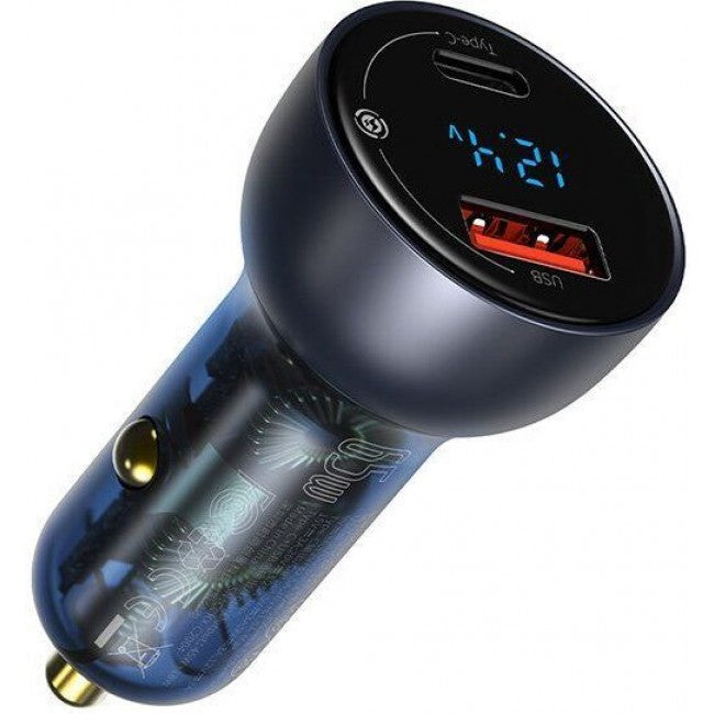 Зарядний пристрій в авто зі швидкою зарядкою Baseus Particular Digital Display QC+PPS Dual Quick Charger 65W Dark Gray