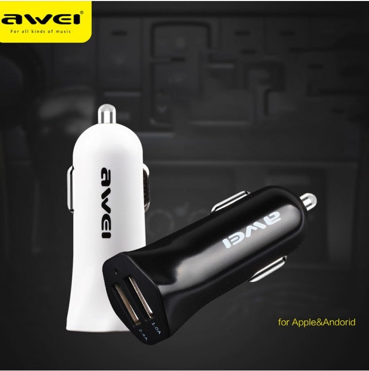 Автомобільний зарядний пристрій Awei C-300 Car Charger White