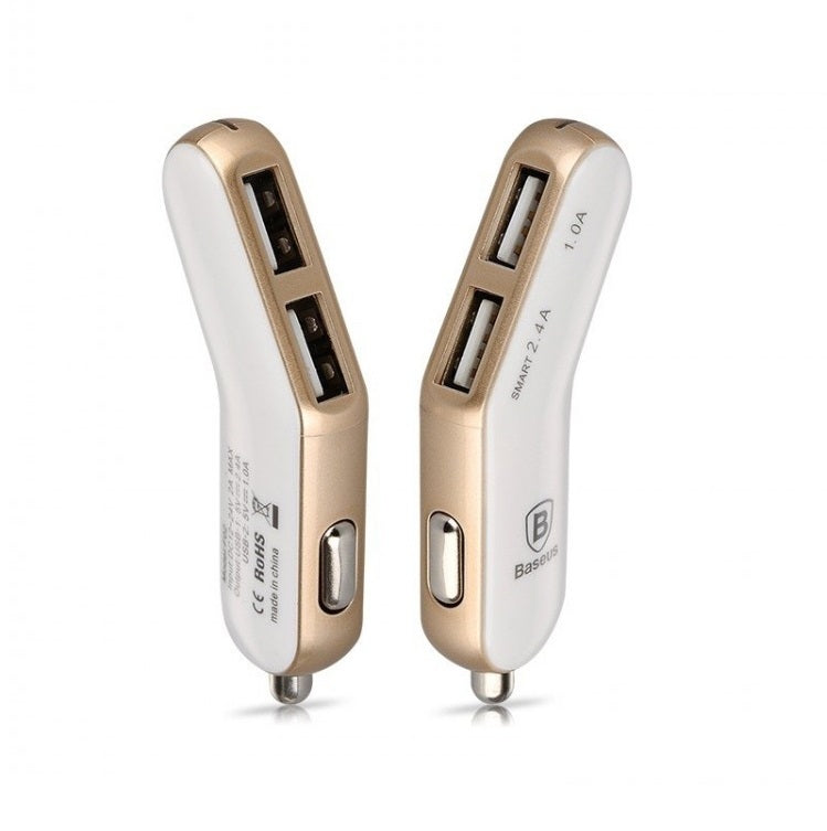 Автомобільне зарядне пристрій Baseus smart-thin business series White/Gold