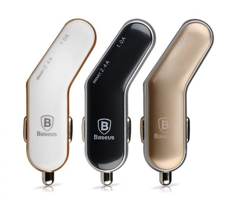 Автомобільне зарядне пристрій Baseus smart-thin business series White/Gold