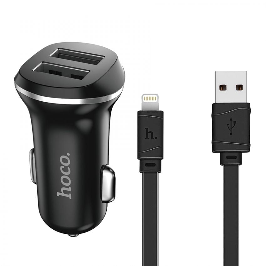 Автомобільний зарядний пристрій Hoco Z1 з Lightning USB 2USB 2.1А Black