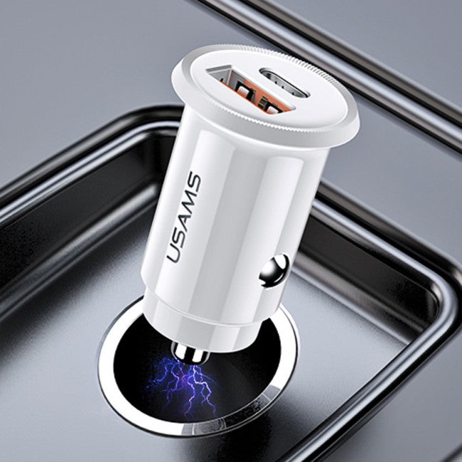Автомобільне зарядне пристрій Usams US-CC086 C12 (QC4.0+PD3.0) Fast Charging Білий