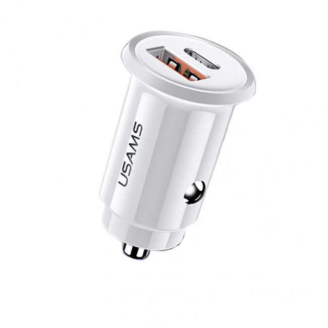 Автомобільне зарядне пристрій Usams US-CC086 C12 (QC4.0+PD3.0) Fast Charging Білий