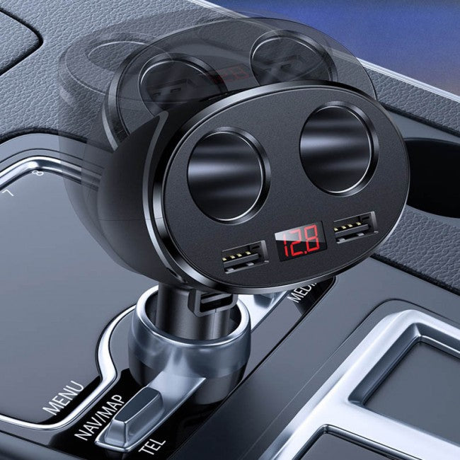 Зарядний пристрій для телефона в авто Usams US-CC099 C16 96W (2 USB і 2 прикурювачі) Black