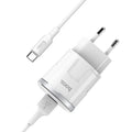 Мережевий зарядний пристрій Hoco C37A Thunder з кабелем Type-C (1USB, 2.4A) Білий