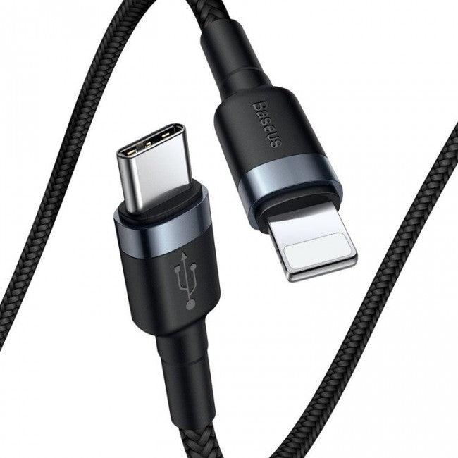 Кабель Baseus Cafule Type-C to Lightning (QC 3.0+PD 18W) 1m Чорний