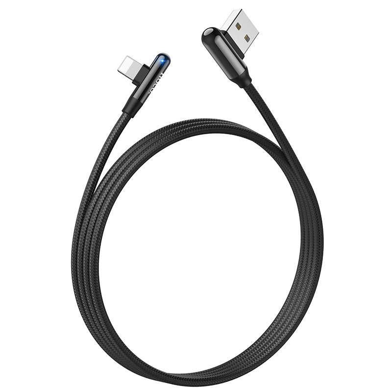 Кабель Hoco U77 Excellent elbow Lightning 1.2m Black