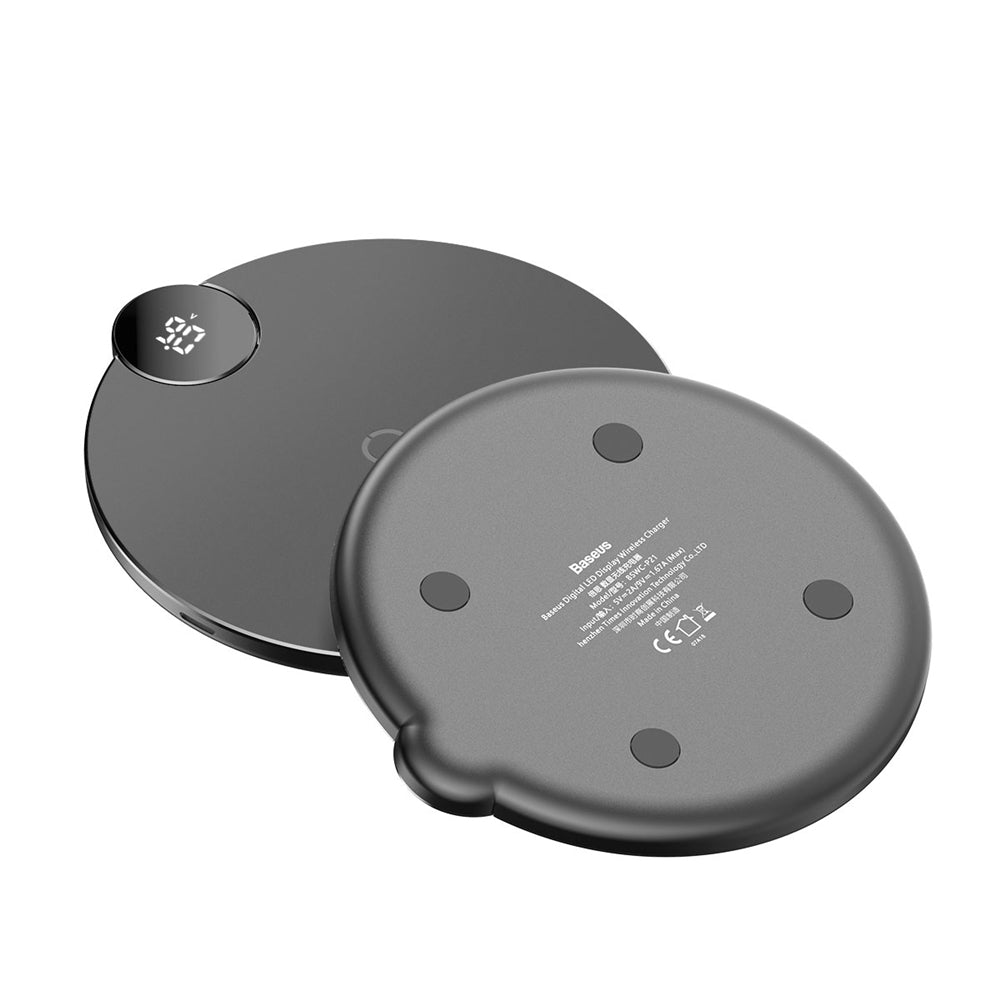 Бездротовий зарядний пристрій Baseus Digtal LED Display Wireless Charger Black