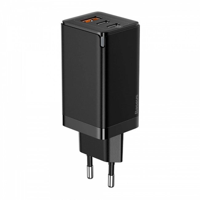 Швидкий сітьовий зарядний пристрій Baseus GaN2 Pro Quick Charger 65W (2 Type-C + USB-A) Black