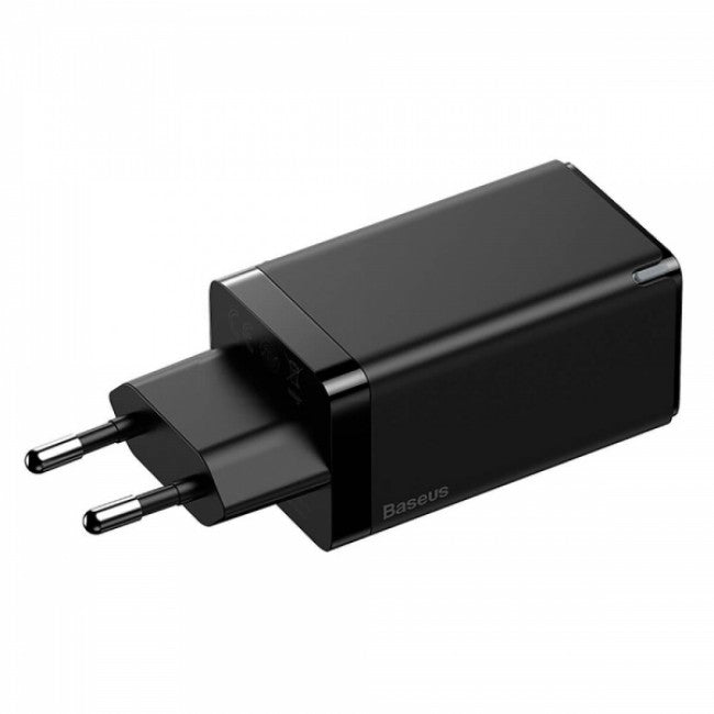 Швидкий сітьовий зарядний пристрій Baseus GaN2 Pro Quick Charger 65W (2 Type-C + USB-A) Black