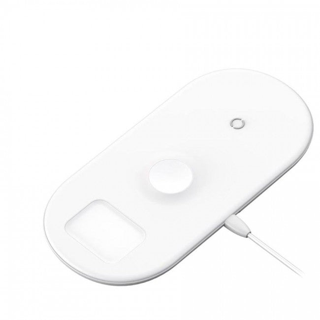 Бездротова зарядка Baseus Smart 3in1 для Apple Watch, iPhone, Airpods (18W MAX) White