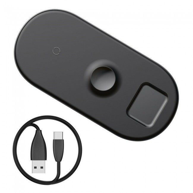 Бездротова зарядка Baseus Smart 3in1 для Apple Watch, iPhone, Airpods (18W MAX) Black