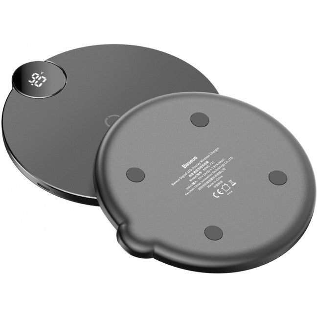 Бездротова зарядка Baseus Digtal LED Display Wireless Charger Чорний