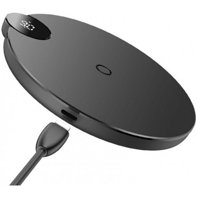 Бездротова зарядка Baseus Digtal LED Display Wireless Charger Чорний