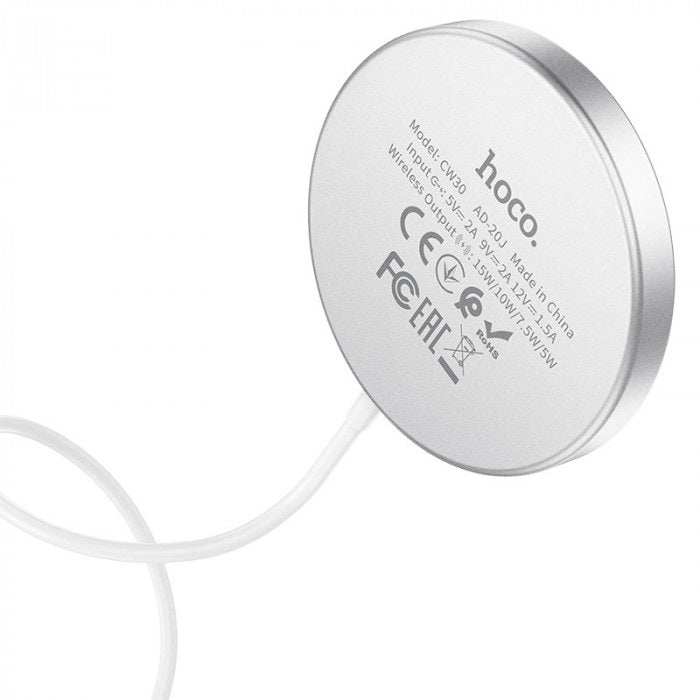 Бездротова зарядка Hoco CW30 Pro Original series magnetic wireless fast charger Silver