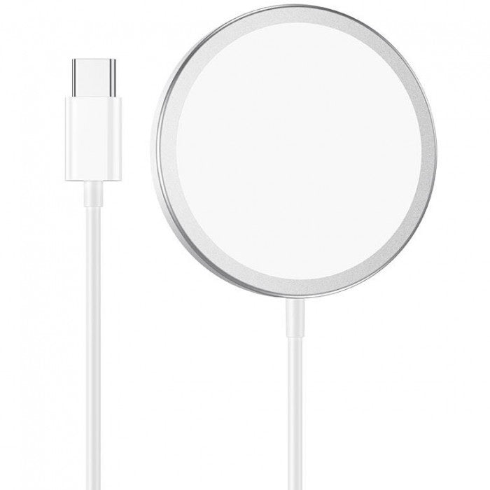 Бездротова зарядка Hoco CW30 Pro Original series magnetic wireless fast charger Silver
