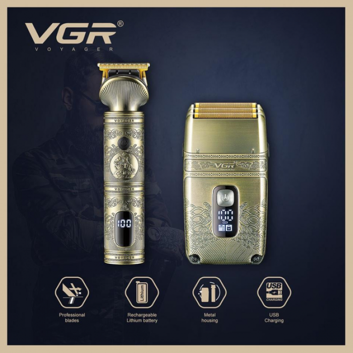 VGR-649 набір машинка для стрижки та шейвер аккумуляторний