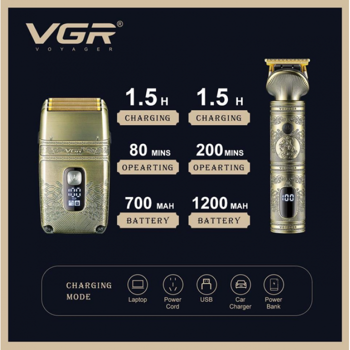 VGR-649 набір машинка для стрижки та шейвер аккумуляторний