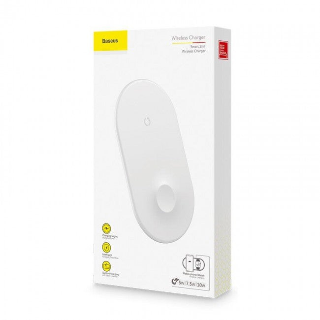 Бездротовий зарядний пристрій Baseus Smart 2in1 Wireless Charger 10W (Type-C Version) Білий