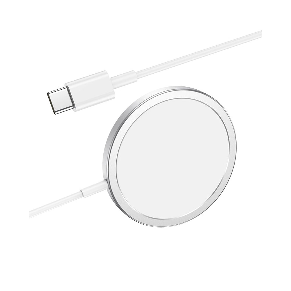 Бездротова зарядка Hoco CW30 Pro Original series magnetic wireless fast charger Silver