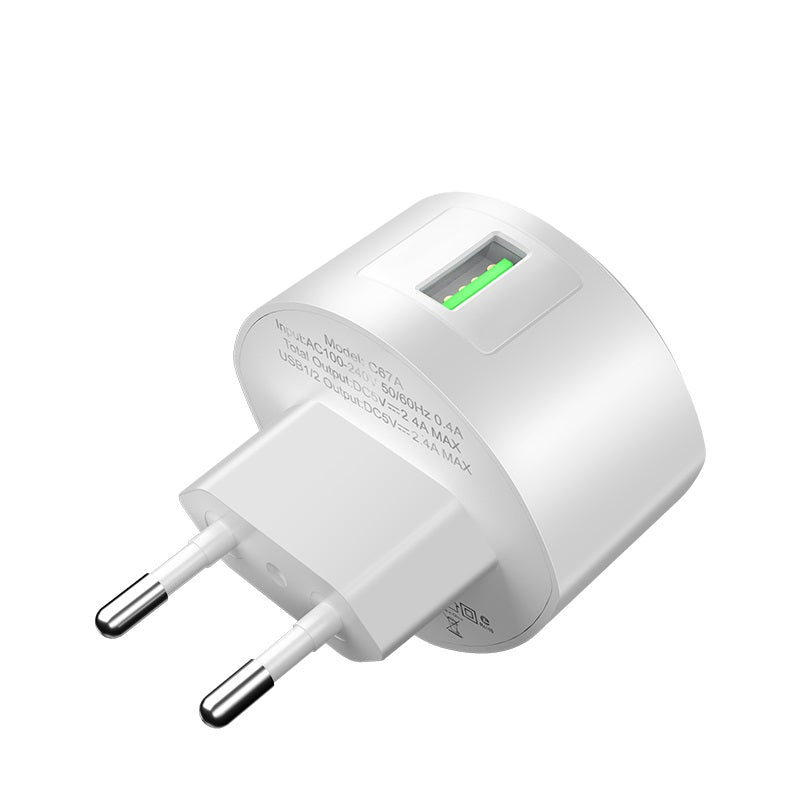 Мережевий зарядний пристрій Hoco C68A Shell Single Port QC 3.0 Charger 24A White