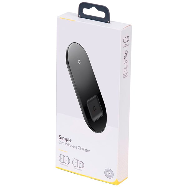 Бездротовий зарядний пристрій Baseus Simple 2in1 (для iPhone, AirPods) 18W MAX Чорний
