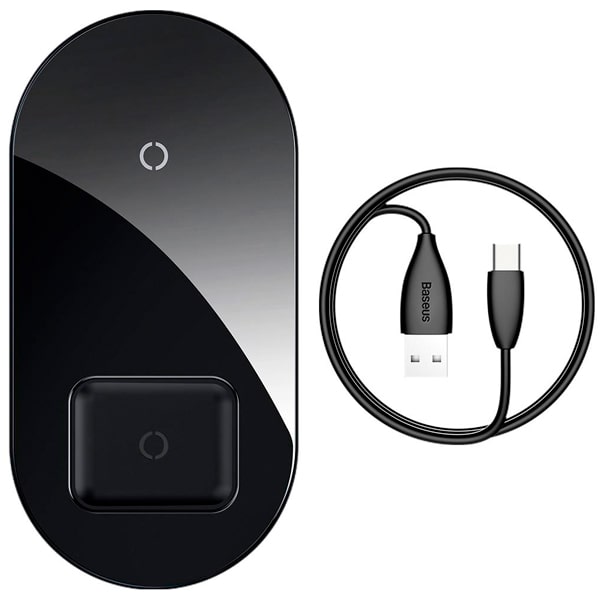 Бездротовий зарядний пристрій Baseus Simple 2in1 (для iPhone, AirPods) 18W MAX Чорний