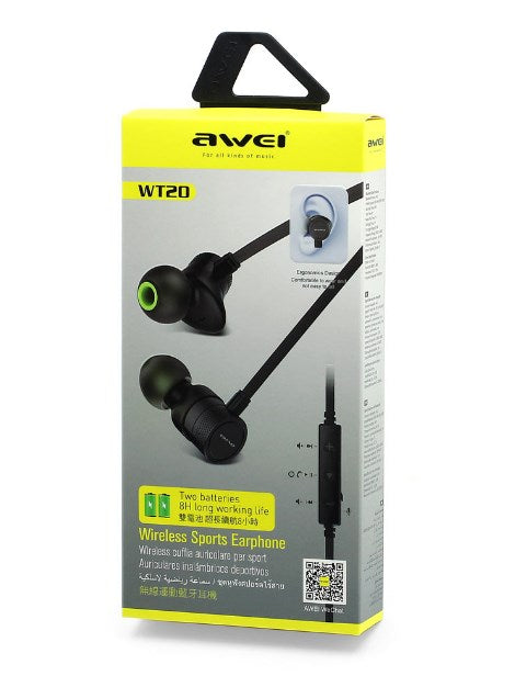 Бездротові Bluetooth навушники Awei WT20 Чорний