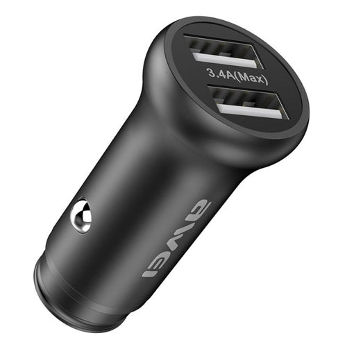 Автомобільний зарядний пристрій Awei C-838 з кабелем MicroUSB (2USB, 3.4А) Чорний