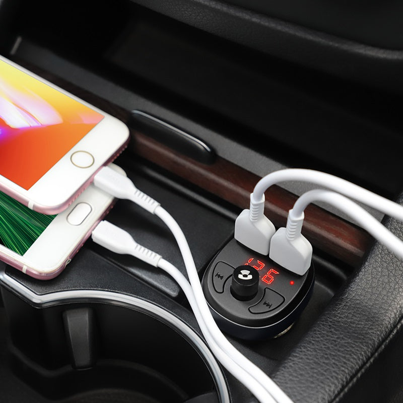 FM-модулятор Hoco E41 In-car audio wireless FM transmitter c функцией зарядного устройства Black
