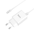 Мережевий зарядний пристрій Hoco C62A Victoria з кабелем Lightning (2USB, 2.1A) Білий