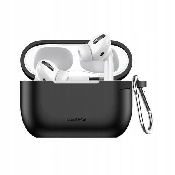 Чохол для Apple Airpods Pro з карабіном Usams US-BH568 Silicone Protective Cover Black
