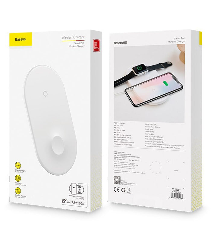 Бездротовий зарядний пристрій Baseus Smart 2in1 Wireless Charger (для Apple Watch, iPhone) White
