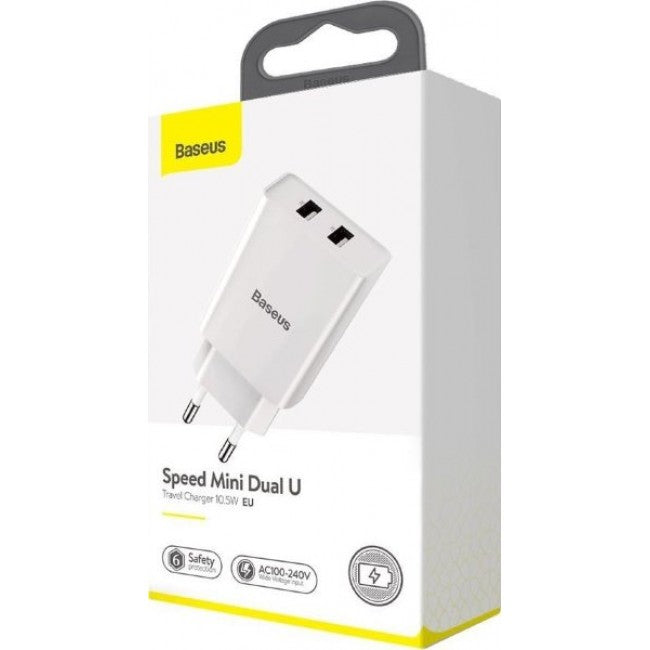 Мережевий зарядний пристрій Baseus Speed Mini 2USB 10.5W Black