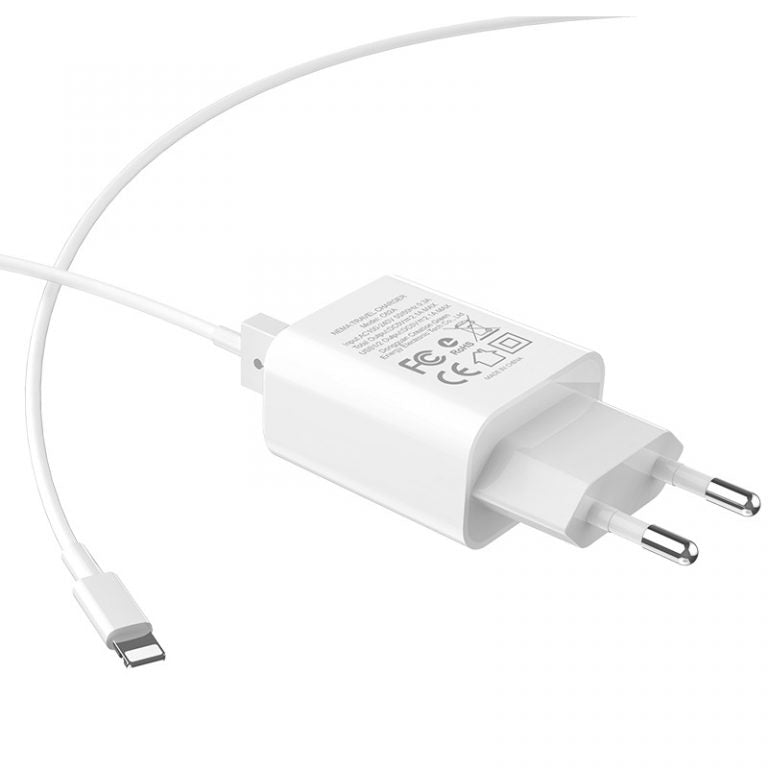Мережевий зарядний пристрій Hoco C62A Victoria з кабелем Lightning (2USB, 2.1A) Білий