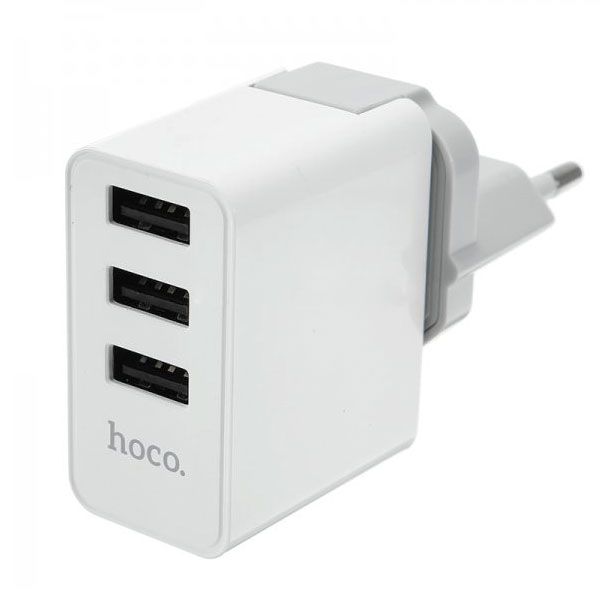 Мережевий зарядний пристрій HOCO C20 YOKE 3 USB White
