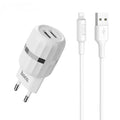 СЗУ Hoco C41A Wisdom with Lightning (EU) (2USB, 2.4A) White