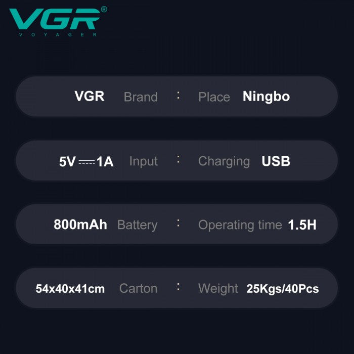 Електробритва VGR V-337 акумуляторна сухе-вологе гоління