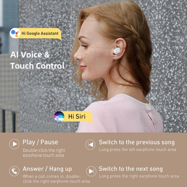 Бездротові Bluetooth навушники Baseus Encok True Wireless Earphones WM01 Plus White