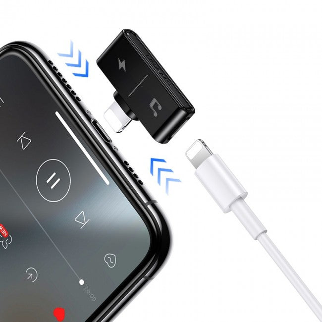 Перехідник Usams US-SJ384 AU12 (Dual Lightning) Charging and Audio Adapter Чорний