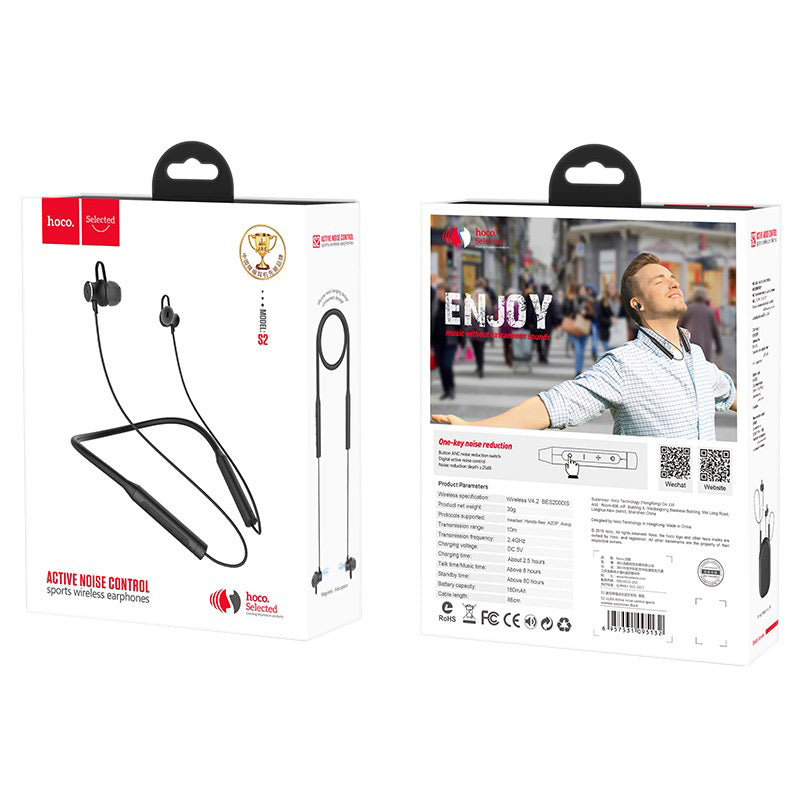 Bluetooth навушники Hoco S2 Joyful Active sports Black