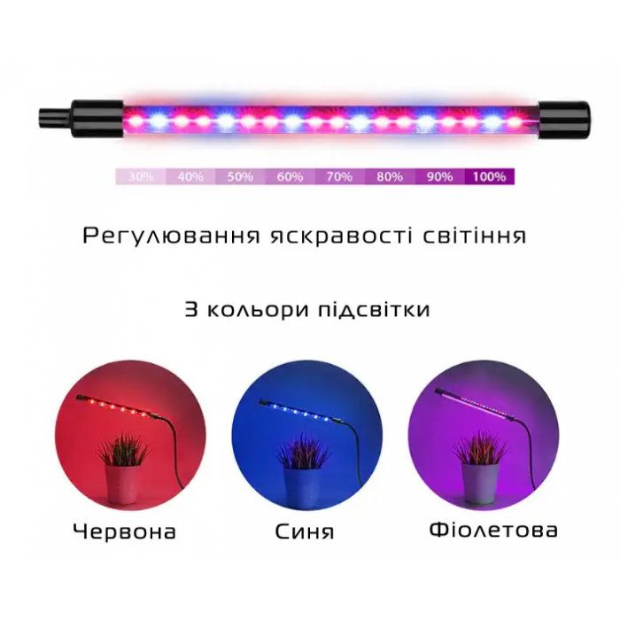 Фітолампа 3 голови на 4,8,12 год з таймером і регулюванням